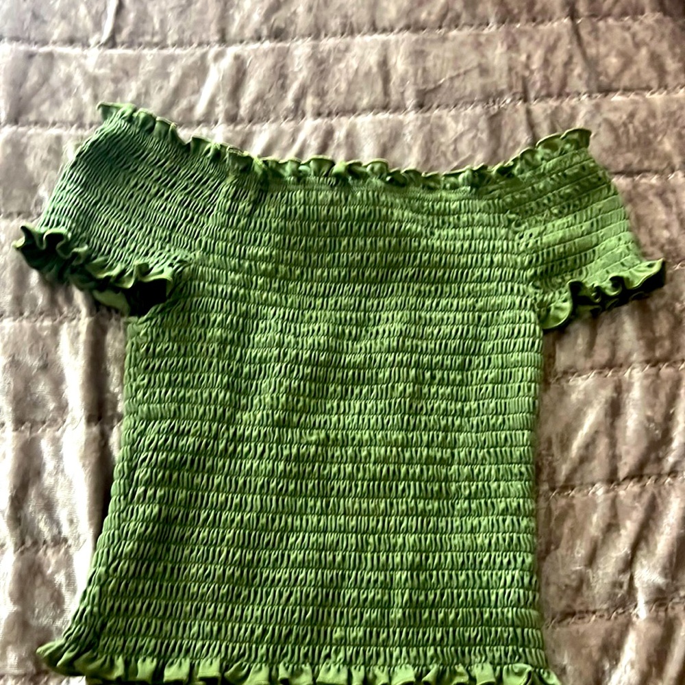 Cute green off the shoulder shirt